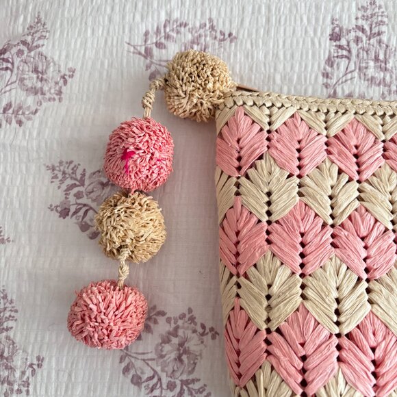 BTB Los Angeles Bria Straw Clutch in Natural/Rose - Picture 4 of 8